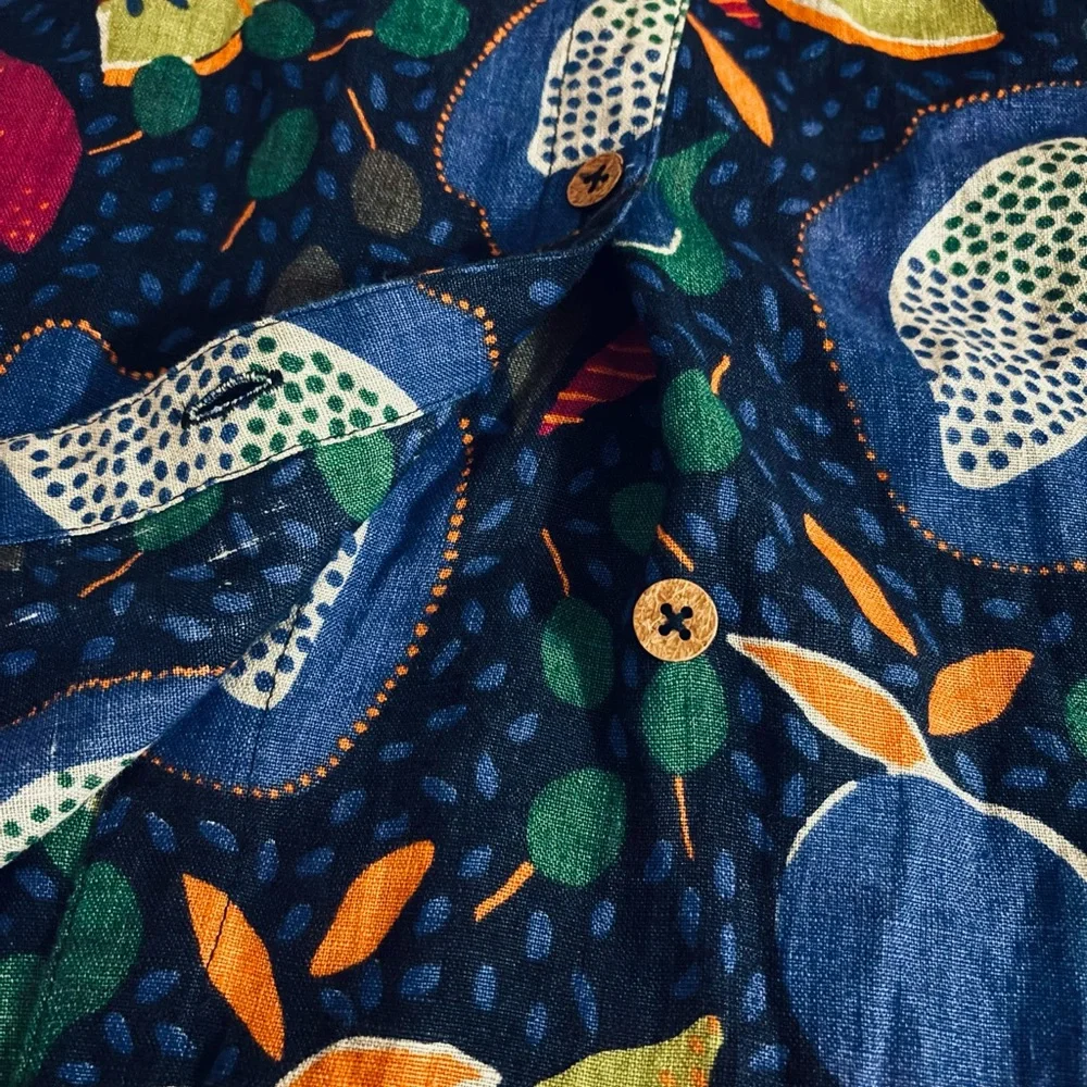 Gudrun Sjoden Large Linen Tropical Fruit dress - Swedish Designer MUMU like - Picture 3 of 6